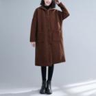 Quilted Button-up Hooded Long Coat