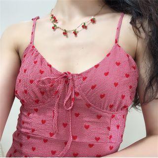 Heart Printed Slim-fit Sleeveless Dress