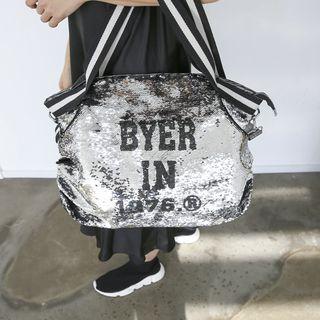 Lettering Sequin L Me Shopper Bag