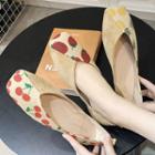 Square Toe Fruit Print Panel Flats