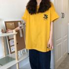 Flower Print Short-sleeve T-shirt Yellow - One Size