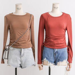 Lightweight Drawstring-side Long-sleeved T-shirt