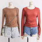Lightweight Drawstring-side Long-sleeved T-shirt