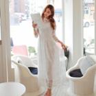 3/4-sleeve Lace A-line Maxi Dress