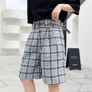 Wide Leg Gingham Shorts