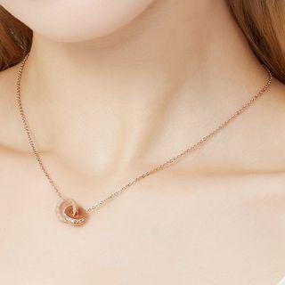 Alloy Interlocking Hoop Pendant Necklace Dark Orange - One Size