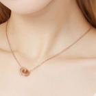 Alloy Interlocking Hoop Pendant Necklace Dark Orange - One Size