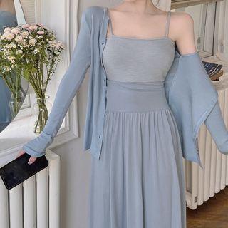 Knit Camisole Top / Cardigan / Maxi A-line Skirt