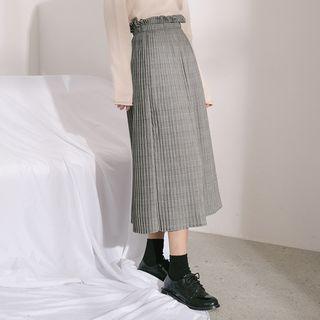Accordion Pleat A-line Midi Skirt