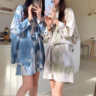 Tie-dye Long-sleeve Loose-fit Shirt / Shorts