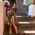 Zip-back Printed Flare Skirt