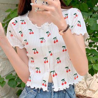 Cherry Lettuce Edge Cropped T-shirt