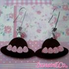 Sweet Pink Swarovski Crystal Strawberry Choco Hat Dangle Earrings Silver - One Size