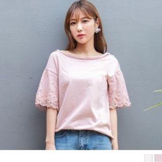 Beaded Lace Sleeve Panel Top