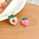 Asymmetrical Peach Drop Earring 1 Pair - Pink & Green - One Size