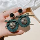 Houndstooth Bead Fabric Bow Dangle Earring 1 Pair - As Shown In Figure - One Size