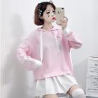 Heart Embroidered Chinese Knot Button Hoodie