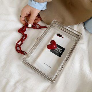 Heart Transparent Acrylic Shoulder Bag Red - One Size