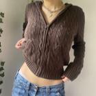 Long Sleeve Cable Knit Zip-up Cardigan