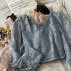 Square-neck Cropped Lace Top
