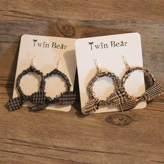 Houndstooth Bow Earring / Clip-on Earring