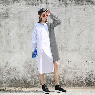 Loose-fit Patchwork Shirtdress