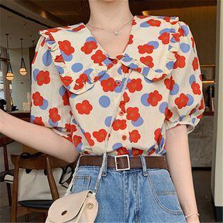 Peter Pan Collar Flower Print Blouse