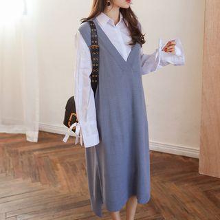 Sleeveless V-neck Long Knit Dress