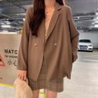 Loose-fit Light Blazer / Knit Top / Plaid Mini Skirt