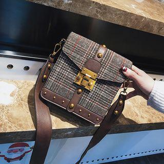 Plaid Push-lock Crossbody Bag