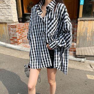 Pocket-front Two-way Oversize Shirt