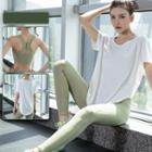 Set: Short Sleeve Sport T-shirt + Plain Sport Bralette + Yoga Pants