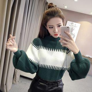 Mock Neck Balloon Sleeve Sweater