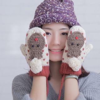 Pom Pom Detail Cartoon Mittens