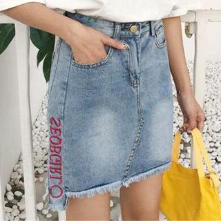 Lettering Denim Mini Skirt