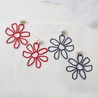 Faux Pearl Alloy Flower Dangle Earring