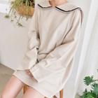 Sailor-collar Boxy Minidress Beige - One Size