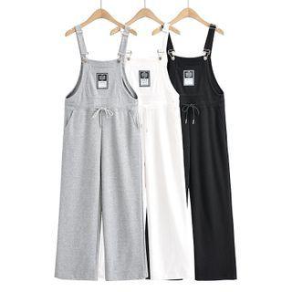 Lettering Print Drawstring Wide Leg Jumper Pants