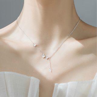 Butterfly Pendant Alloy Necklace Xl1676 - 1pc - Silver - One Size