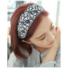 Flower-embroidered Fabric Wide Hair Band