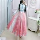 Long-sleeve Printed Maxi Hanfu Dress