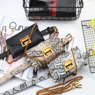 Faux Leather Belt With Pouch