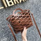 Perforated Faux Leather Bucket Bag