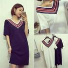 V-neck Short-sleeve Knit Dress