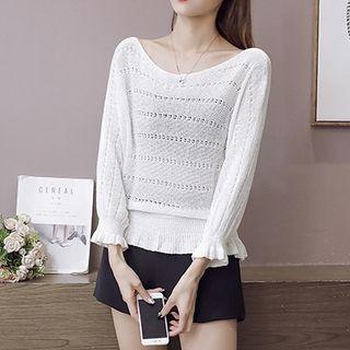 3/4 Sleeve Open Knit Sweater