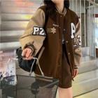 Long-sleeve Applique Panel Bomber Jacket