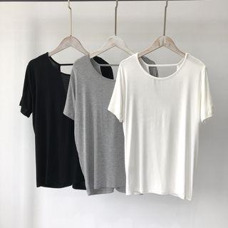 Short-sleeve Twisted-back Cutout T-shirt