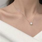 925 Sterling Silver Freshwater Pearl Pendant Necklace 925silver Pearl Circle Necklace - One Size