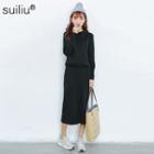 Set: Hooded Pullover + Pencil Skirt