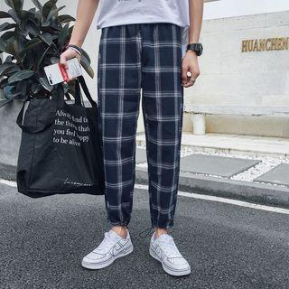 Plaid Loose-fit Cropped Pants